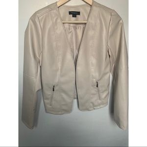Cream faux leather jacket